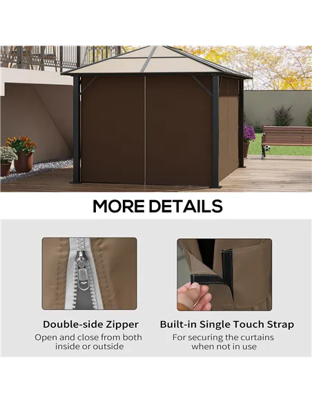 Outsunny 4 Pack Replacement Gazebo Curtains Privacy Panel for Most 3 x 4m Gazebo Canopy Pavillion Outdoor Shelter Sidewalls Acce