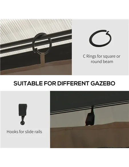 Outsunny 4 Pack Replacement Gazebo Curtains Privacy Panel for Most 3 x 4m Gazebo Canopy Pavillion Outdoor Shelter Sidewalls Acce