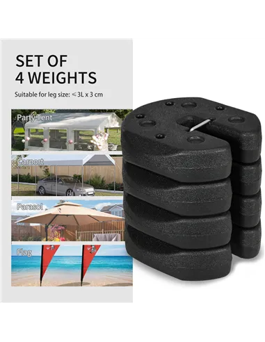 Outsunny Total 12KG Gazebo Weights Set of 4, Weights for Gazebo Legs with Reinforce Pins and Carry Belt, for Canopies Tents