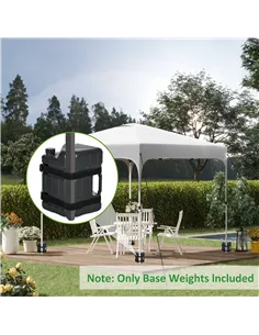 Outsunny HDPE Gazebo Weights Set of 4, Water or Sand Filled Weights for Gazebo Legs, with Built-in Handles and Secure Straps 2
