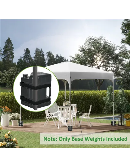 Outsunny HDPE Gazebo Weights Set of 4, Water or Sand Filled Weights for Gazebo Legs, with Built-in Handles and Secure Straps