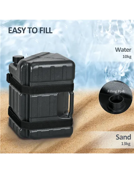 Outsunny HDPE Gazebo Weights Set of 4, Water or Sand Filled Weights for Gazebo Legs, with Built-in Handles and Secure Straps