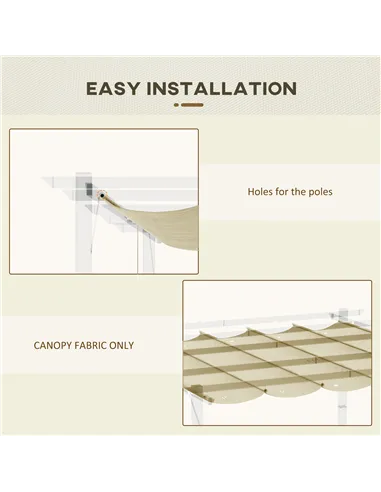 Outsunny Retractable Pergola Shade Cover, Replacement Canopy Fabric for 3 x 3 (m) Pergola, Gazebo Retractable Roof, Beige