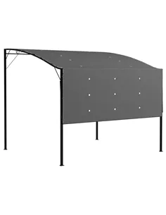 Outsunny 3 x 2.5m Patio Metal Gazebo Door Window Awning Wall Mount Metal Outdoor Shelter Charcoal Grey