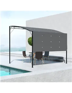 Outsunny 3 x 2.5m Patio Metal Gazebo Door Window Awning Wall Mount Metal Outdoor Shelter Charcoal Grey 2