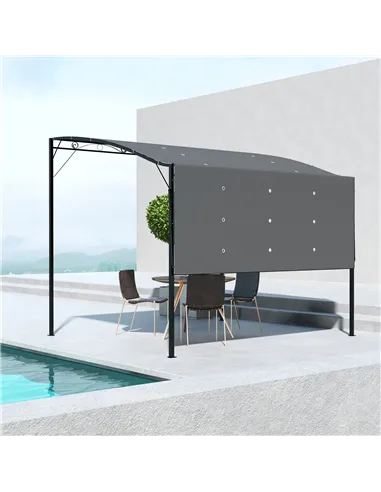 Outsunny 3 x 2.5m Patio Metal Gazebo Door Window Awning Wall Mount Metal Outdoor Shelter Charcoal Grey