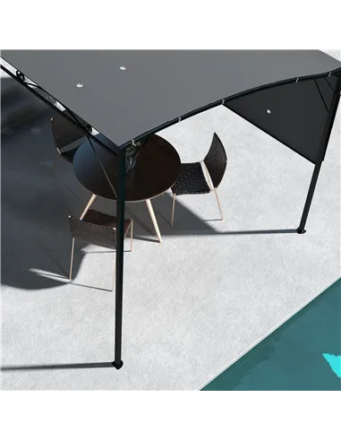 Outsunny 3 x 2.5m Patio Metal Gazebo Door Window Awning Wall Mount Metal Outdoor Shelter Charcoal Grey