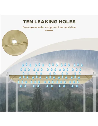 Outsunny Retractable Pergola Shade Cover, Replacement Canopy for 4 x 3 (m) Pergola, Retractable Roof, Beige