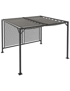 Outsunny 3 x 2.8m Metal Pergola, with Retractable Fabric Roof - Grey