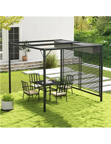 Outsunny 3 x 2.8m Metal Pergola, with Retractable Fabric Roof - Grey