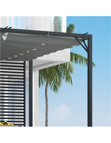 Outsunny 3 x 2.8m Metal Pergola, with Retractable Fabric Roof - Grey