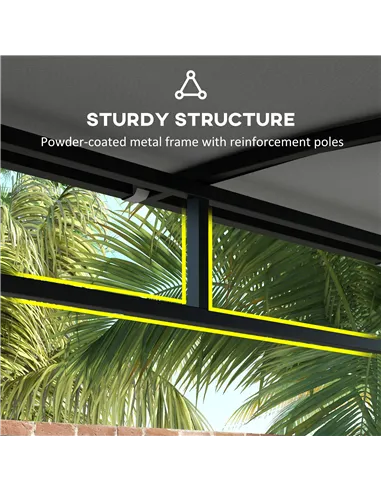 Outsunny 2.2 x 1.5 m BBQ Grill Gazebo Tent, Garden Grill with Metal Frame, Curved Canopy and 10 Hooks, Outdoor Sun Shade, Grey