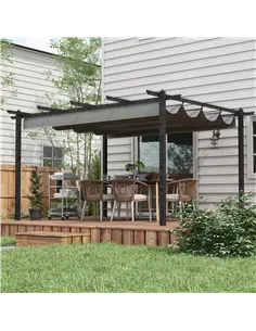 Outsunny 4 x 3(m) Aluminium Pergola with Retractable Roof, Garden Gazebo Canopy Shelter for Outdoor, Patio, Grey 2