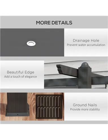 Outsunny 4 x 3(m) Aluminium Pergola with Retractable Roof, Garden Gazebo Canopy Shelter for Outdoor, Patio, Grey