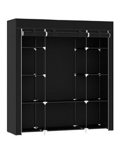 HOMCOM Portable Wardrobe, Foldable Fabric Wardrobe, 150 x 43 x 162.5cm, Clothes Storage Organiser with Hanging Rail, Shelves, Fa