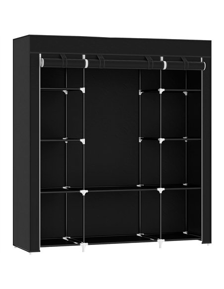 HOMCOM Portable Wardrobe, Foldable Fabric Wardrobe, 150 x 43 x 162.5cm, Clothes Storage Organiser with Hanging Rail, Shelves, Fa