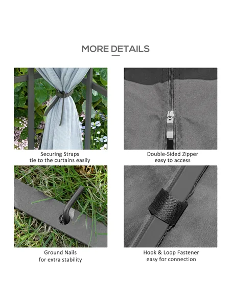 Outsunny 3 x 3(m) Patio Gazebo Canopy Garden Pavilion Tent Shelter with 2 Tier Roof and Mosquito Netting, Steel Frame, Grey
