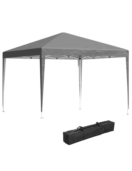 Outsunny 3 x 3 m Garden Pop Up Gazebo Marquee Party Tent Wedding Canopy, Height Adjustable with Carrying Bag, Grey
