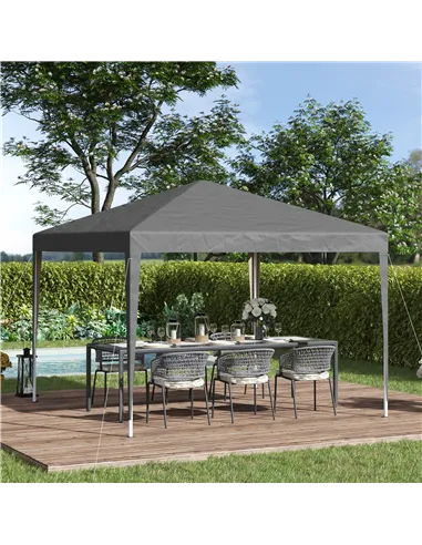 Outsunny 3 x 3 m Garden Pop Up Gazebo Marquee Party Tent Wedding Canopy, Height Adjustable with Carrying Bag, Grey