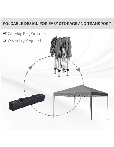 Outsunny 3 x 3 m Garden Pop Up Gazebo Marquee Party Tent Wedding Canopy, Height Adjustable with Carrying Bag, Grey