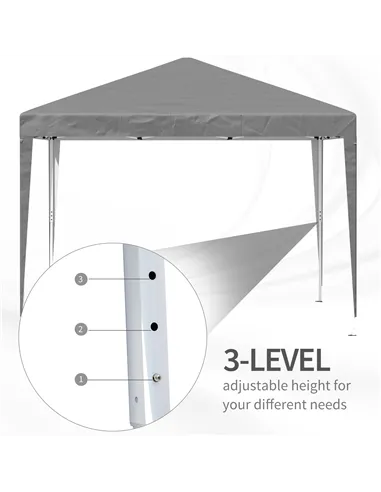 Outsunny 3 x 3 m Garden Pop Up Gazebo Marquee Party Tent Wedding Canopy, Height Adjustable with Carrying Bag, Grey