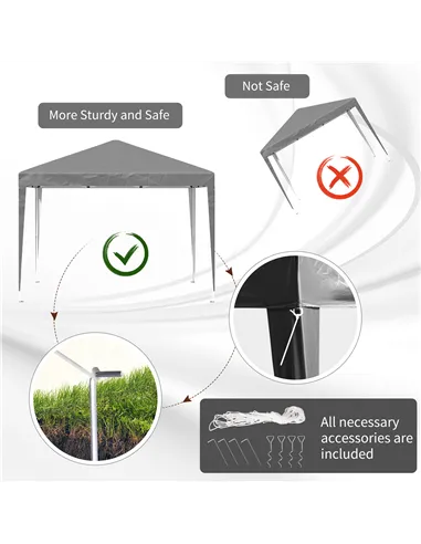 Outsunny 3 x 3 m Garden Pop Up Gazebo Marquee Party Tent Wedding Canopy, Height Adjustable with Carrying Bag, Grey