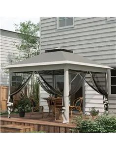 Outsunny Pop Up Canopy Tent with Double Roof, Zipped Mesh Sidewalls, Carrying Bag, Height Adjustable for Patio Garden, Dark Grey 2