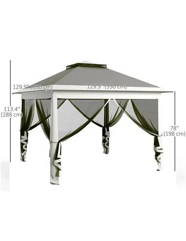 Outsunny Pop Up Canopy Tent with Double Roof, Zipped Mesh Sidewalls, Carrying Bag, Height Adjustable for Patio Garden, Dark Grey