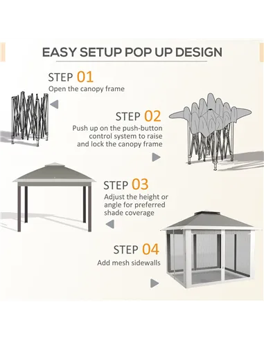 Outsunny Pop Up Canopy Tent with Double Roof, Zipped Mesh Sidewalls, Carrying Bag, Height Adjustable for Patio Garden, Dark Grey