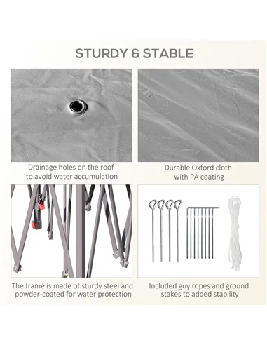 Outsunny Pop Up Canopy Tent with Double Roof, Zipped Mesh Sidewalls, Carrying Bag, Height Adjustable for Patio Garden, Dark Grey