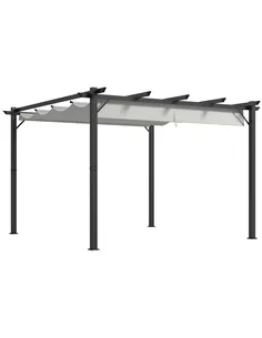 Outsunny 3 x 3(m) Aluminium Pergola Canopy Gazebo Awning Outdoor Garden Sun Shade Shelter Marquee Party BBQ, Light Grey