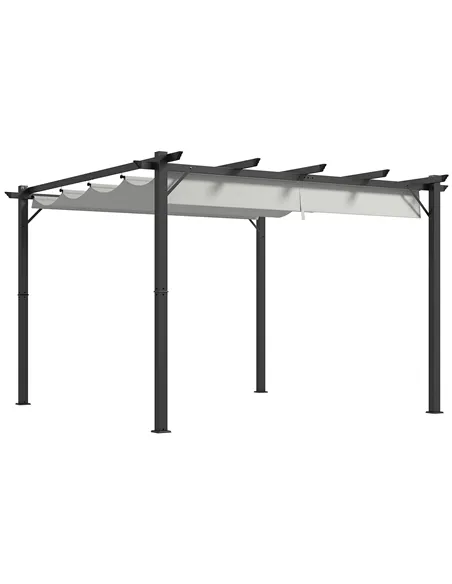 Outsunny 3 x 3(m) Aluminium Pergola Canopy Gazebo Awning Outdoor Garden Sun Shade Shelter Marquee Party BBQ, Light Grey