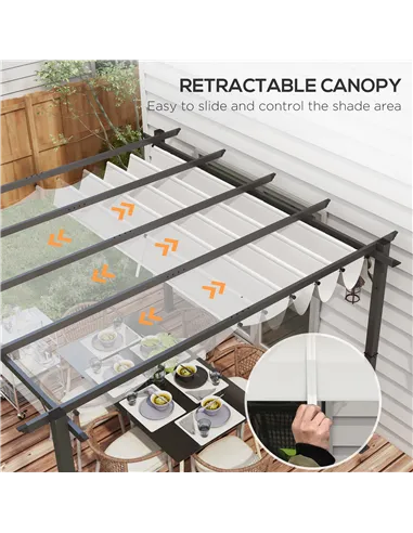 Outsunny 3 x 3(m) Aluminium Pergola Canopy Gazebo Awning Outdoor Garden Sun Shade Shelter Marquee Party BBQ, Light Grey