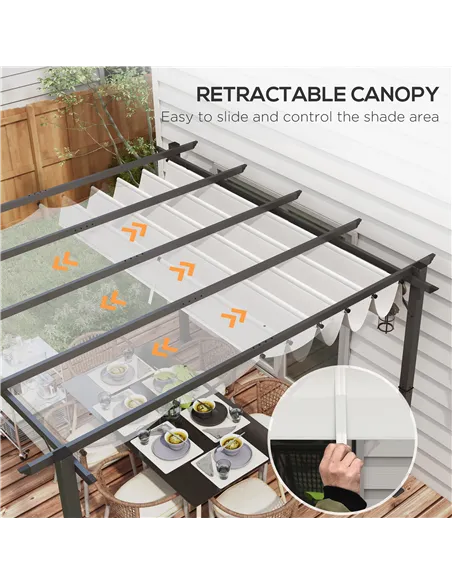 Outsunny 3 x 3(m) Aluminium Pergola Canopy Gazebo Awning Outdoor Garden Sun Shade Shelter Marquee Party BBQ, Light Grey