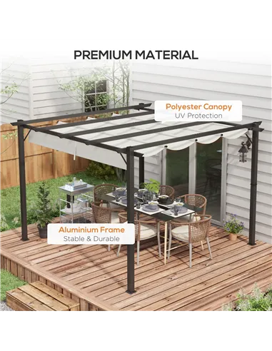 Outsunny 3 x 3(m) Aluminium Pergola Canopy Gazebo Awning Outdoor Garden Sun Shade Shelter Marquee Party BBQ, Light Grey