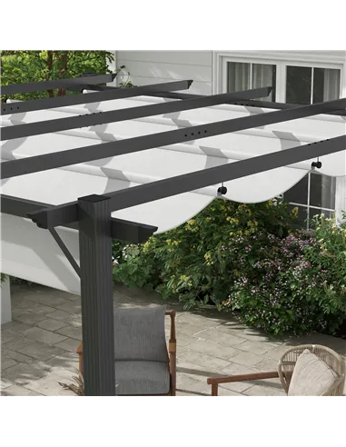 Outsunny 3 x 3(m) Aluminium Pergola Canopy Gazebo Awning Outdoor Garden Sun Shade Shelter Marquee Party BBQ, Light Grey