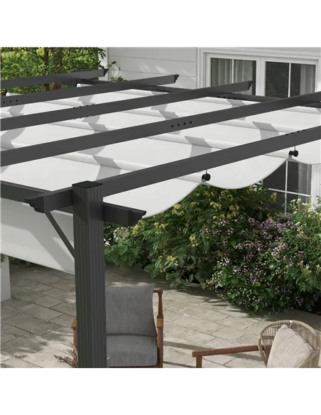 Outsunny 3 x 3(m) Aluminium Pergola Canopy Gazebo Awning Outdoor Garden Sun Shade Shelter Marquee Party BBQ, Light Grey