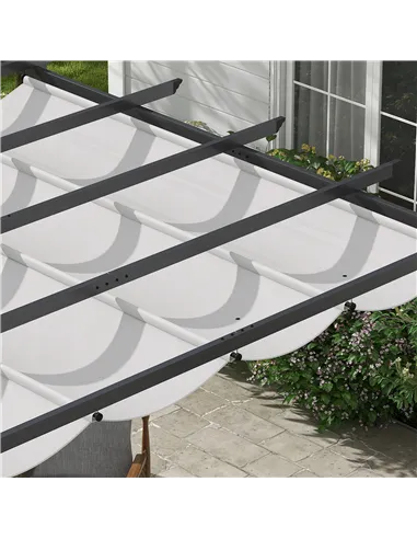 Outsunny 3 x 3(m) Aluminium Pergola Canopy Gazebo Awning Outdoor Garden Sun Shade Shelter Marquee Party BBQ, Light Grey