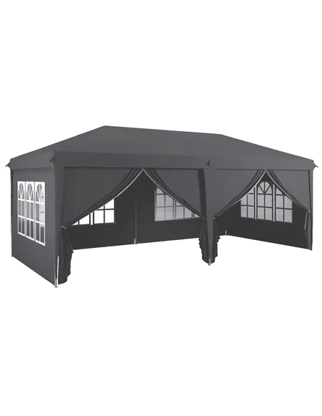 Outsunny Outsunny 3 x 6 m Garden Pop Up Gazebo, Wedding Party Tent Marquee, Water Resistant Awning Canopy with Sidewalls, Window