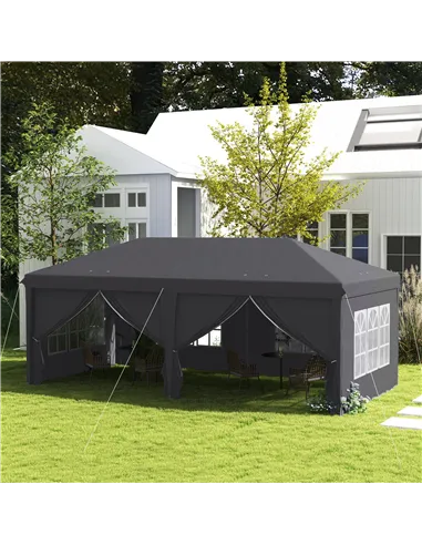 Outsunny Outsunny 3 x 6 m Garden Pop Up Gazebo, Wedding Party Tent Marquee, Water Resistant Awning Canopy with Sidewalls, Window