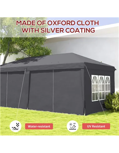 Outsunny Outsunny 3 x 6 m Garden Pop Up Gazebo, Wedding Party Tent Marquee, Water Resistant Awning Canopy with Sidewalls, Window