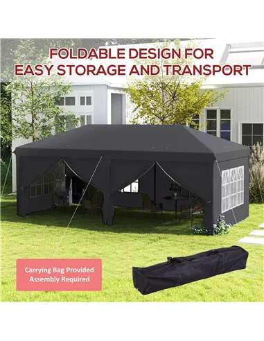 Outsunny Outsunny 3 x 6 m Garden Pop Up Gazebo, Wedding Party Tent Marquee, Water Resistant Awning Canopy with Sidewalls, Window