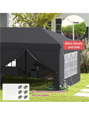 Outsunny Outsunny 3 x 6 m Garden Pop Up Gazebo, Wedding Party Tent Marquee, Water Resistant Awning Canopy with Sidewalls, Window
