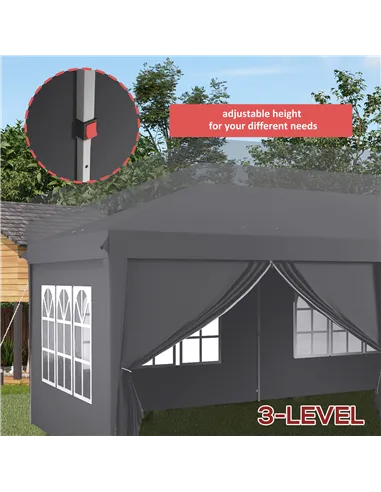 Outsunny Outsunny 3 x 6 m Garden Pop Up Gazebo, Wedding Party Tent Marquee, Water Resistant Awning Canopy with Sidewalls, Window