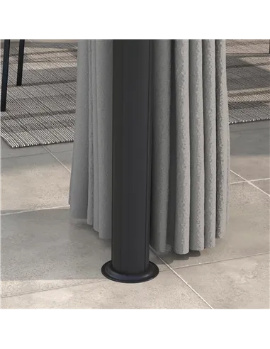 Outsunny 3 x 3(m) Patio Gazebo Canopy Garden Pavilion Tent Shelter Marquee with 2 Tier Roof, Netting and Curtains, Light Grey