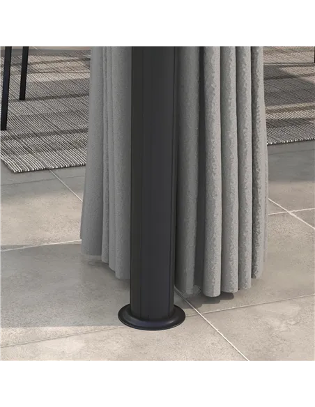 Outsunny 3 x 3(m) Patio Gazebo Canopy Garden Pavilion Tent Shelter Marquee with 2 Tier Roof, Netting and Curtains, Light Grey