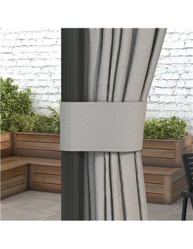 Outsunny 3 x 3(m) Patio Gazebo Canopy Garden Pavilion Tent Shelter Marquee with 2 Tier Roof, Netting and Curtains, Light Grey