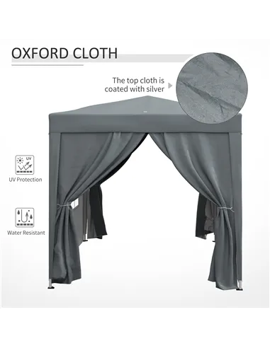 Outsunny Garden Pop Up Gazebo Marquee Party Tent Canopy with free Carrying Case, Removable 2 Walls, 2 Windows, 2m x 2m, Grey