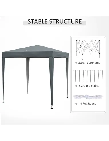 Outsunny Garden Pop Up Gazebo Marquee Party Tent Canopy with free Carrying Case, Removable 2 Walls, 2 Windows, 2m x 2m, Grey