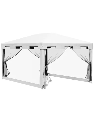 Outsunny 4 x 3 m Party Tent Wedding Gazebo Outdoor Waterproof PE Canopy Shade with Panel